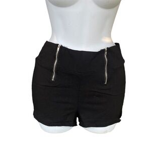 Charlotte Russe Black Punk Zipper Alternative Mini Shorts